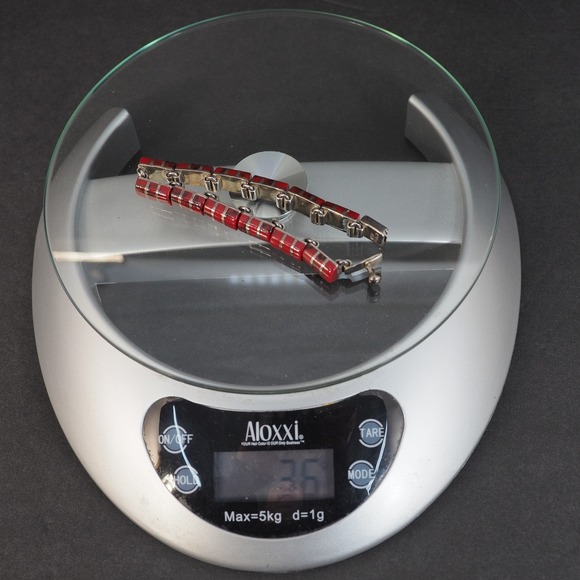 Mexico 925 Sterling Silver Red Jasper Inlay Omega Necklace Bracelet Earrings Set - Picture 14 of 16